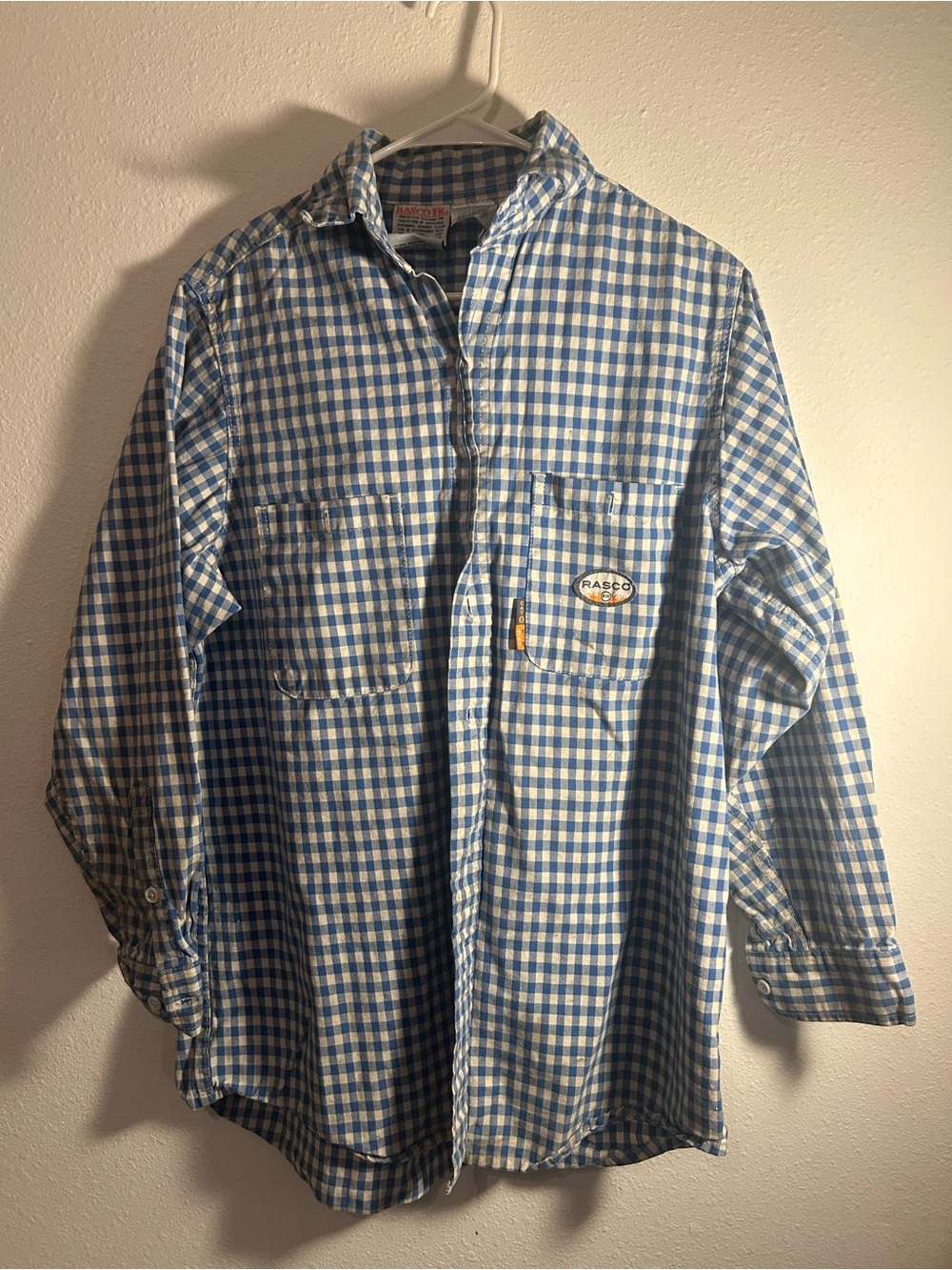 Rasco FR Men’s Blue & White Plaid Flame-Resistant Button-Down Shirt